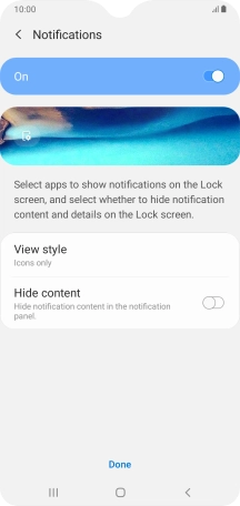 Press the required setting to turn the function on or off.