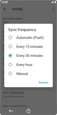 Press the required setting.