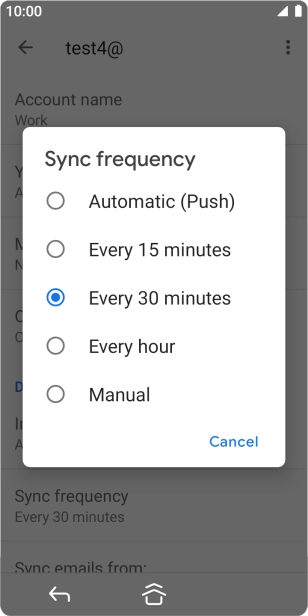 Press the required setting.