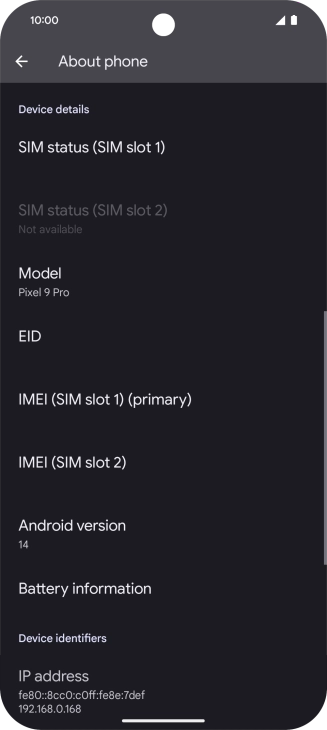 Press EID to see your phone’s EID number.