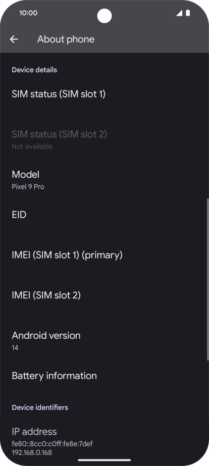 Press EID to see your phone’s EID number.