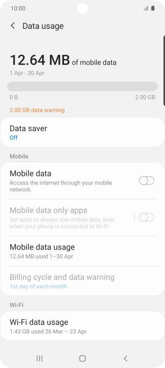 The total data usage is displayed.