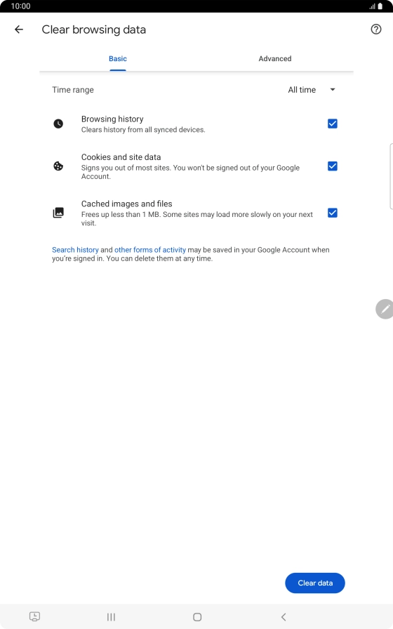Press the fields next to the required data types.