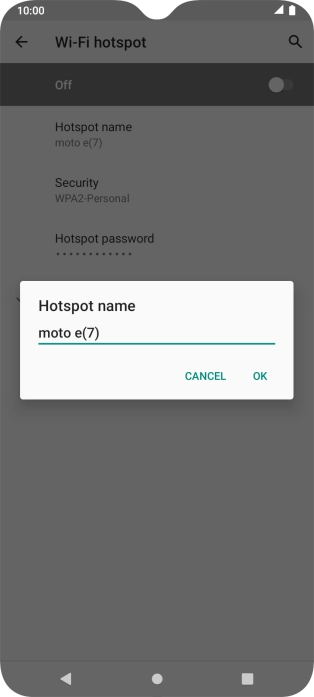 Key in the required Wi-Fi hotspot name and press OK.