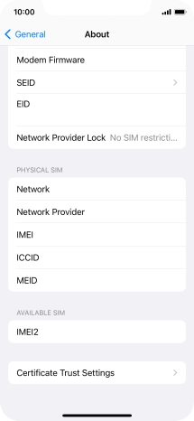 Your phone's EID number is displayed below EID.