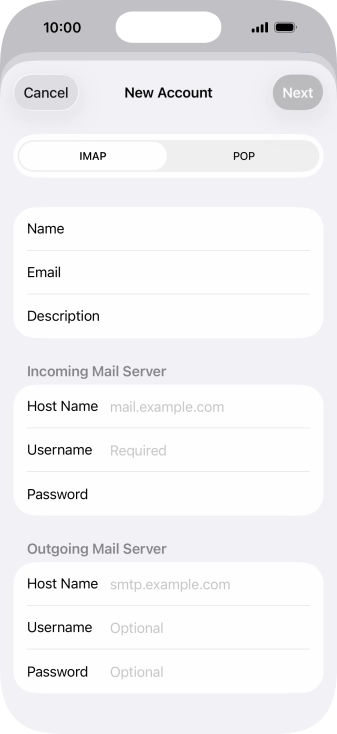 Press IMAP.