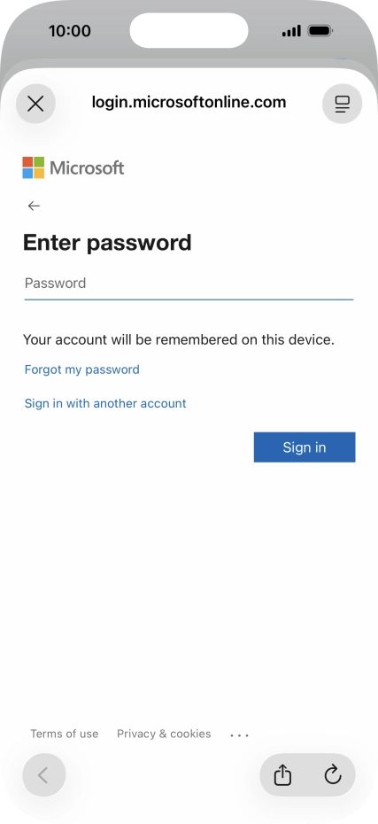 Press Password and key in the password for your email account.