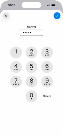 Key in a new four-digit PIN and press the confirm icon.