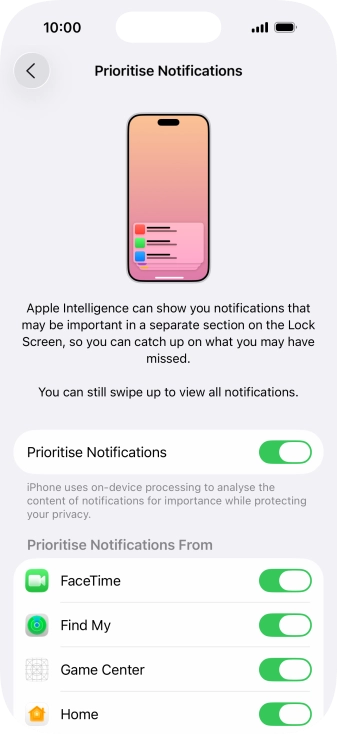 Press the indicator next to 