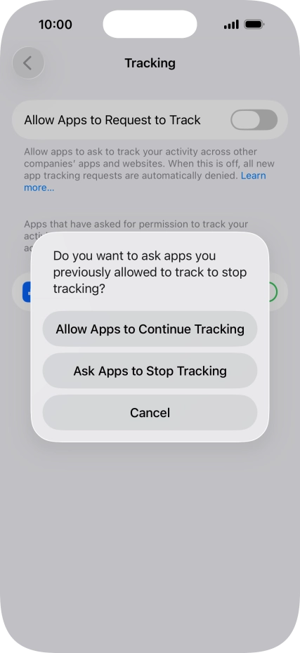 If you turn off the function, press the required setting.