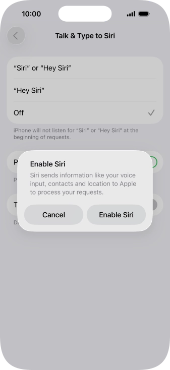 Press Enable Siri.