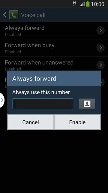 Key in (prefix) 5 (your phone number) and press Enable.