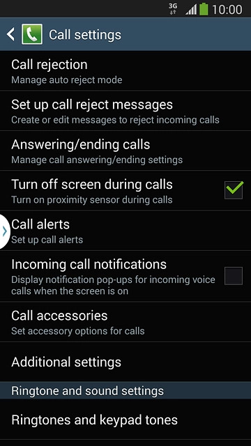 Press Additional settings.After a moment the current settings are displayed.