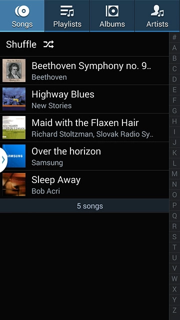 Press the required category.Go to the required audio file or playlist.