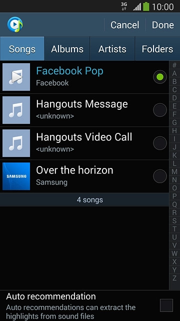 Once you've found a ring tone you like, press Done.