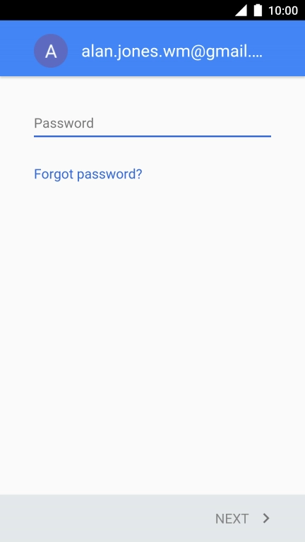 Press Password and key in the password for your Google account.