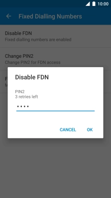 Key in your PIN2 and press OK.