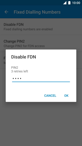 Key in your PIN2 and press OK.