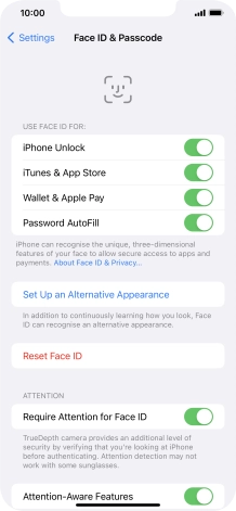 Press the indicators next to the required settings to turn them on or off.