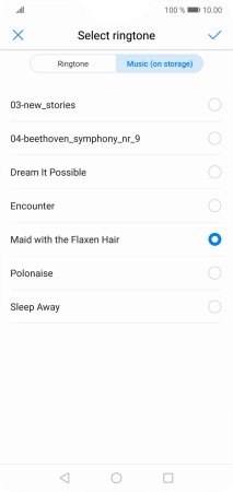 Once you've found a ring tone you like, press the confirm icon.
