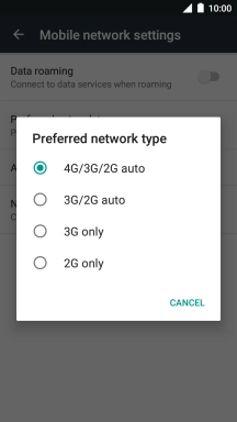 Press the required network mode.
