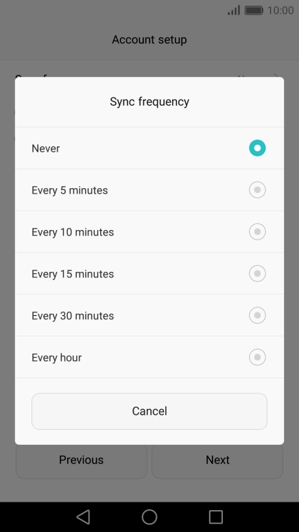 Press the required setting.