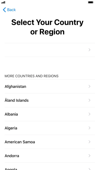 Press the required country or area.