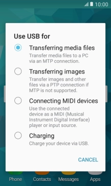 Press Transferring media files to turn on the function.