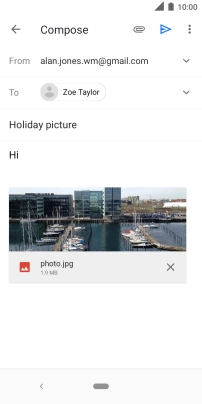 Press the send icon when you've finished your email message.