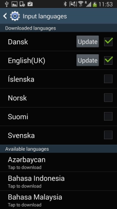 Press the required language to add it.