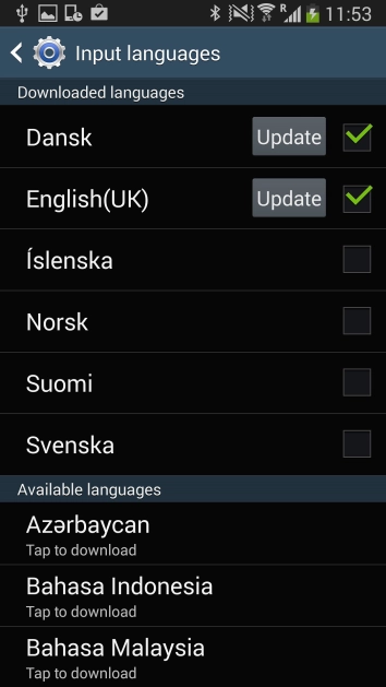 Press the required language to add it.