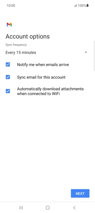 If this screen is displayed, you email account has been recognised and set up automatically. Follow the instructions on the screen to key in more information and finish setting up your phone.