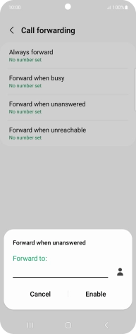 Key in (prefix) 5 (your phone number) and press Enable.
