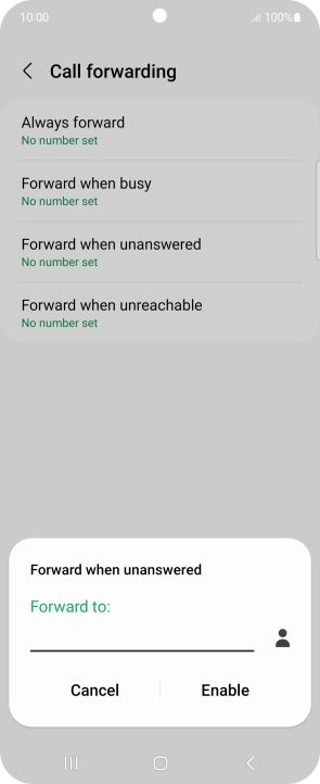Key in (prefix) 5 (your phone number) and press Enable.