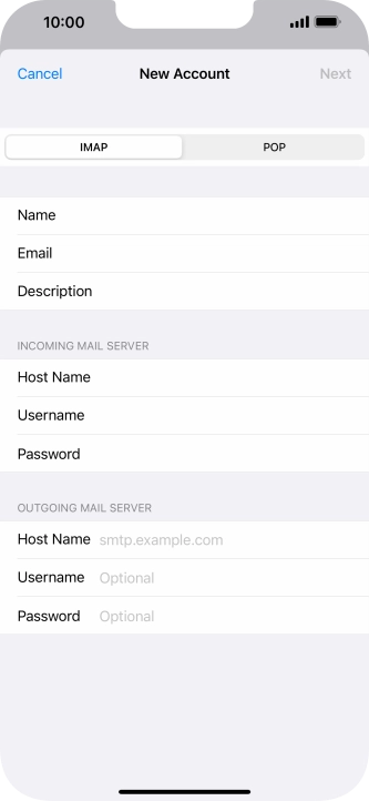 Press Host Name and key in mail.vodafone.ie.