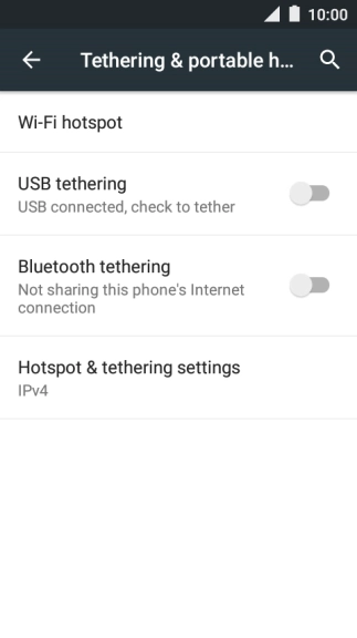 Press USB tethering to turn on the function. An internet connection from your computer via your phone is automatically established.