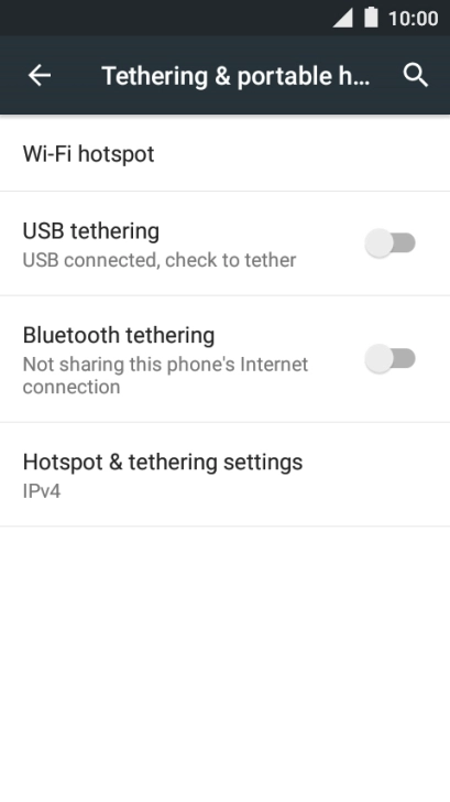 Press USB tethering to turn on the function. An internet connection from your computer via your phone is automatically established.