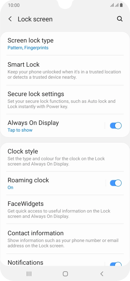 Press Screen lock type and key in the current phone lock code.