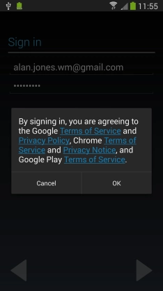 Press  and follow the instructions on the screen to select settings for your Google account.