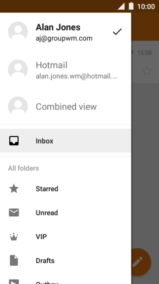 Press the required email account.