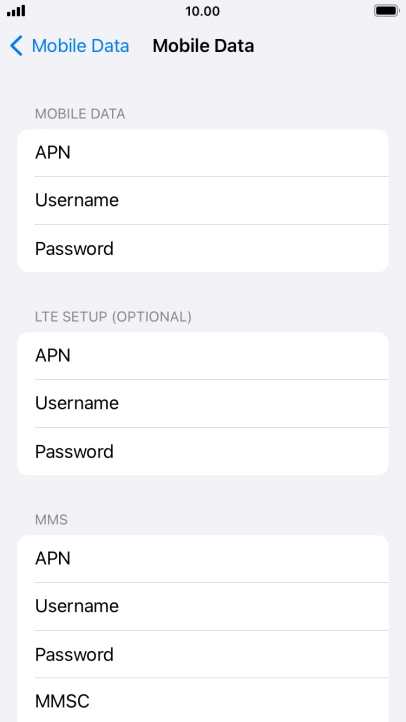 Press APN and key in live.vodafone.com.