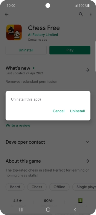 Press Uninstall.