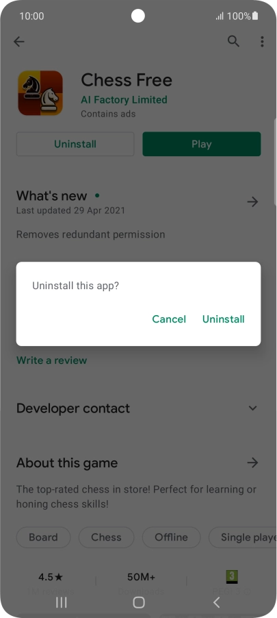 Press Uninstall.