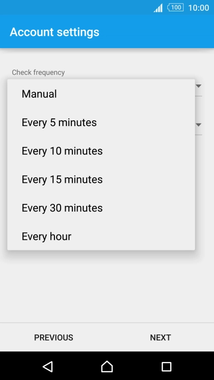 Press the required setting.