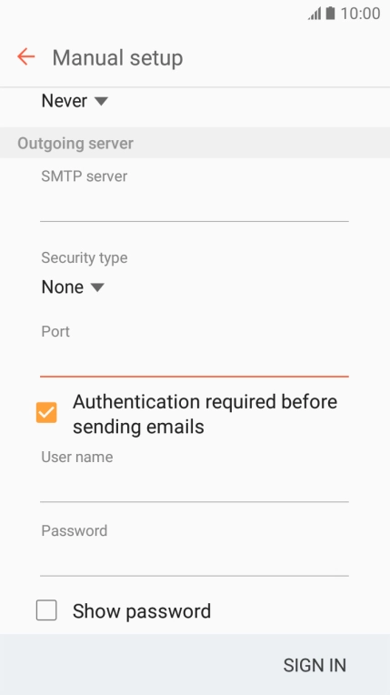 Press Authentication required before sending emails to turn off the function.