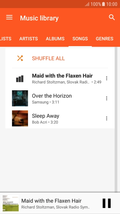 Press the song title at the bottom of the screen.