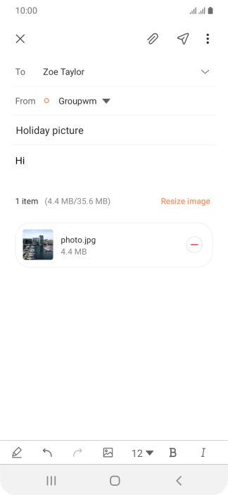 Press the send icon when you've finished your email message.