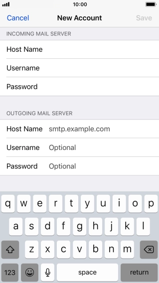 Press Host Name and key in mail.vodafone.ie.