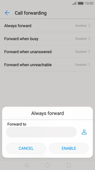 Key in (prefix) 5 (your phone number) and press ENABLE.
