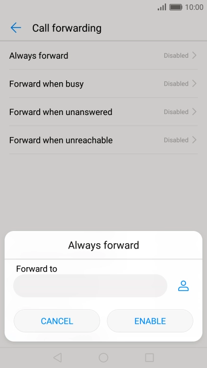 Key in (prefix) 5 (your phone number) and press ENABLE.